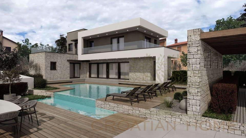 Moderne Villa mit Pool im Bau auf 1200 m2 Grundstück und nur 5 km von Pula